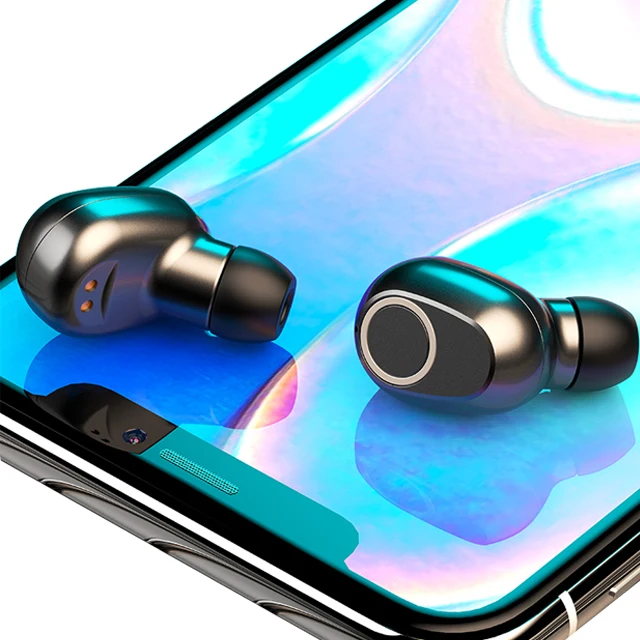 

Hot selling abs material earbuds heavy bass dual wireless in-ear charge earphone