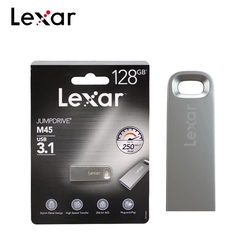 

100% Original Lexar USB 3.1 M45 Pen Drive 128GB 64GB 32GB USB Flash Drive Up To 250MB/s Metal Pendrive High Speed Flash Drive