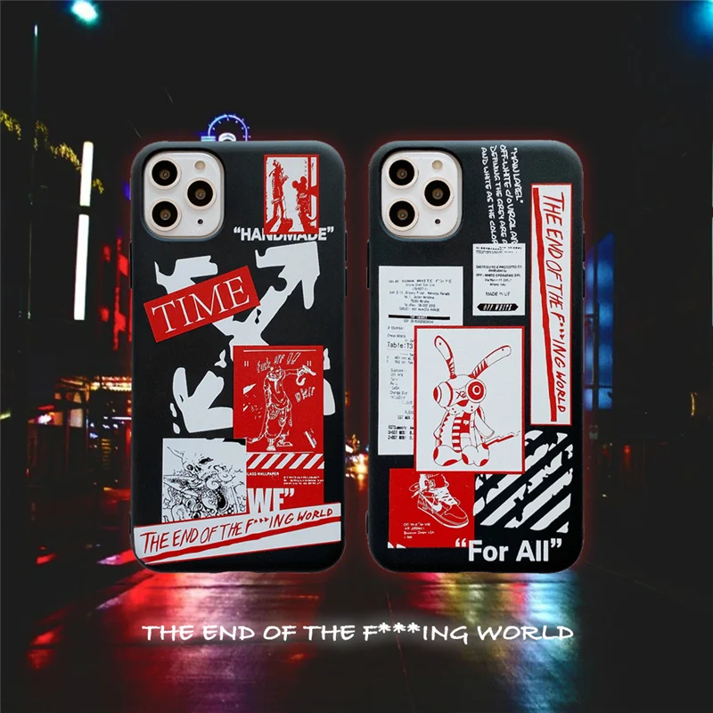 

Street Brand Rabbit Black TPU Soft Phone Case for iPhone 12 mini 11 Pro Max XR X XS Max 7 8 Plus SE 2 2020 Cover Custom Cases
