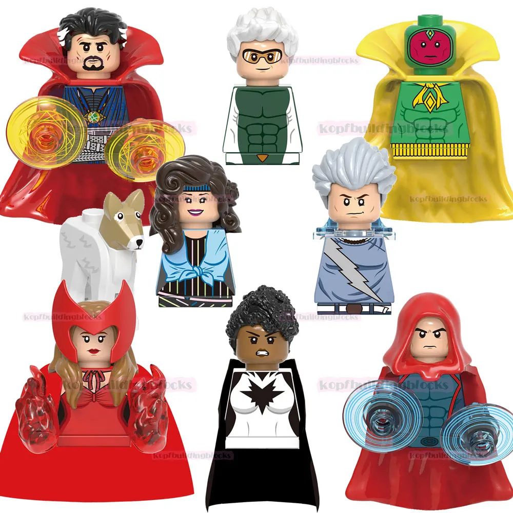 

X0306 Super Heroes Movie Doctor Strange Speed Vision Agnes Witch Spectrum Quicksilver Wiccan Building Block Figure Toy Bricks