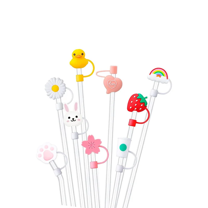 

Silicone Straw Caps for 7-8 mm Straws Airtight Seal Splash Proof Straw Tips Covers, in 12 Styles