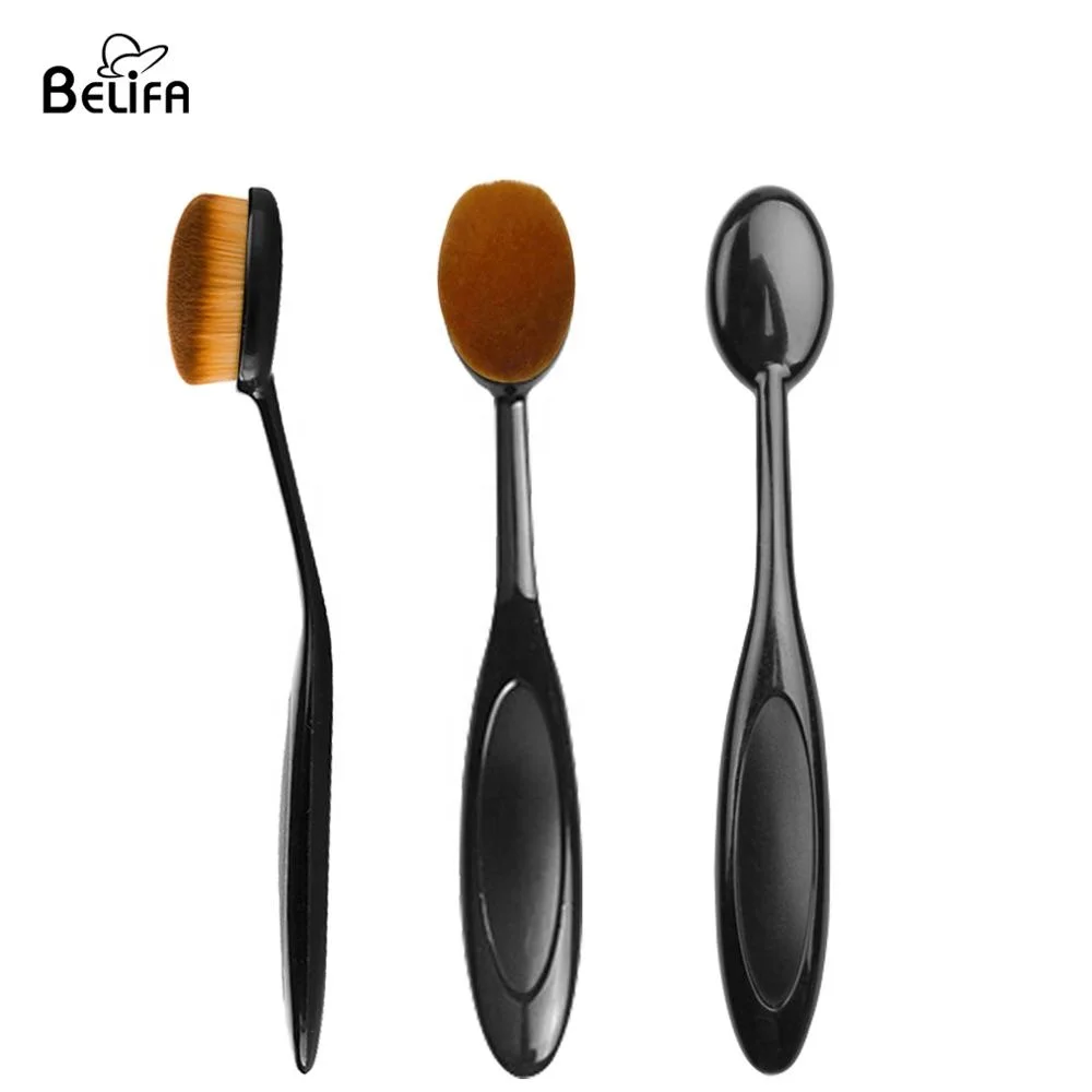 

Belifa wholesale hot sale private label vegan single oval toothbrush BB cream foundation makeup brush with synthetic hair