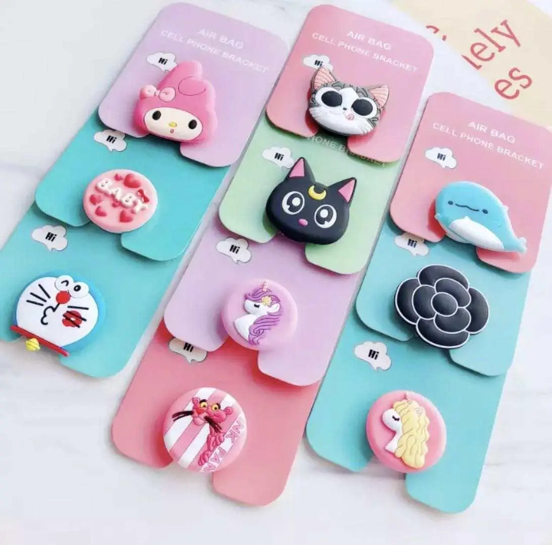 

3D Cartoon Animal Fruit Shape Foldable Air Bag Mobile Accessories Grip Bracket Phone Socket Holder, Various