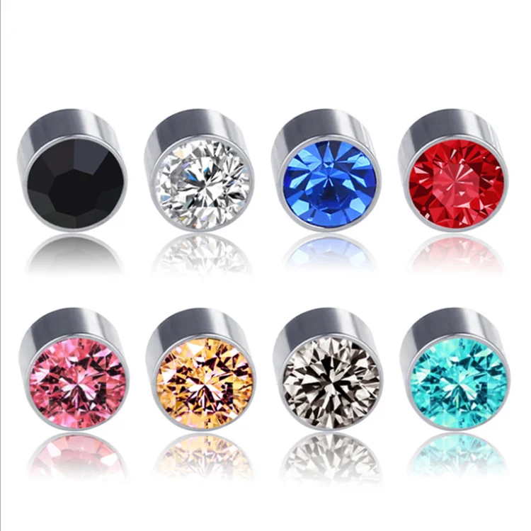 

Mini magnet earrings magnetic iron magnet stud earrings stainless steel ear clip titanium steel diamond stud earrings, As the picture show
