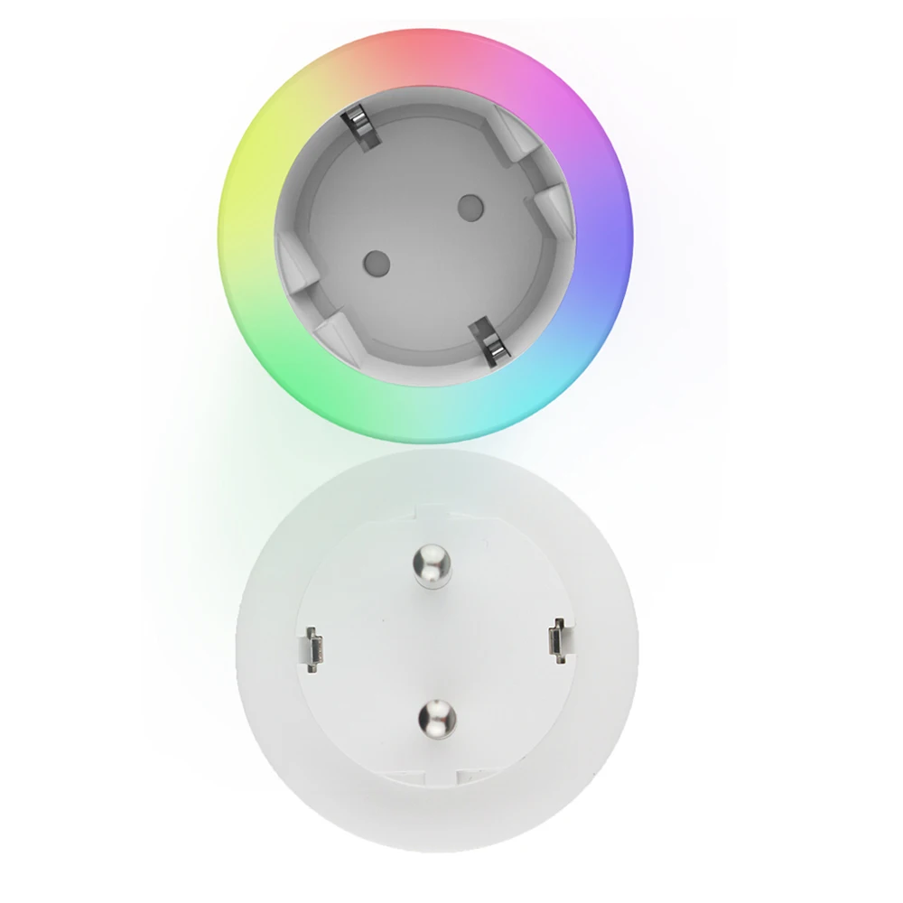 
Amazon alexa best selling smart plug wifi eu 16A 220V plug wifi standard mini outlet RGB led light wifi plug for home 