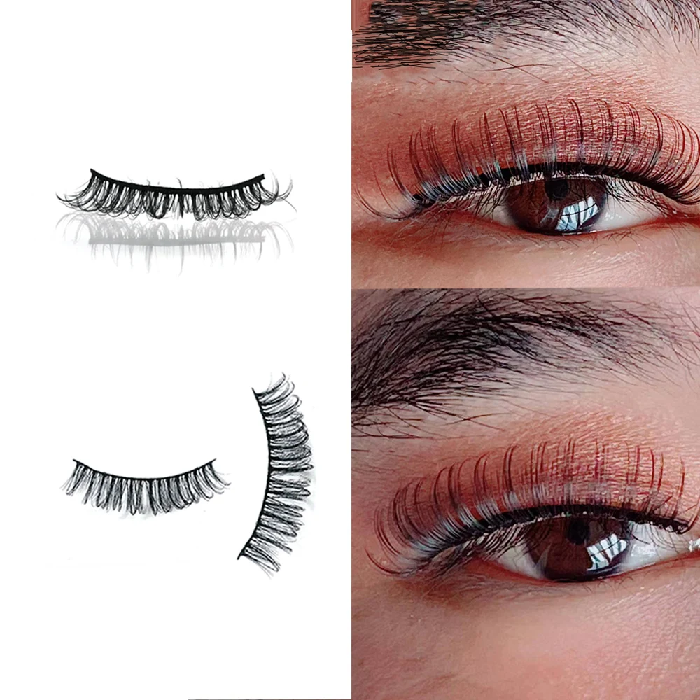 

QL177-10 3D faux mink 10mm D curl russian strip eyelashes extensions with custom lash box, Natural black