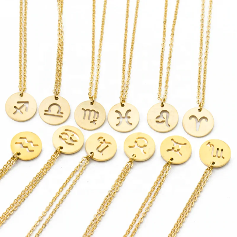 

Gold Plated 12 Zodiac Sign Coin Necklace