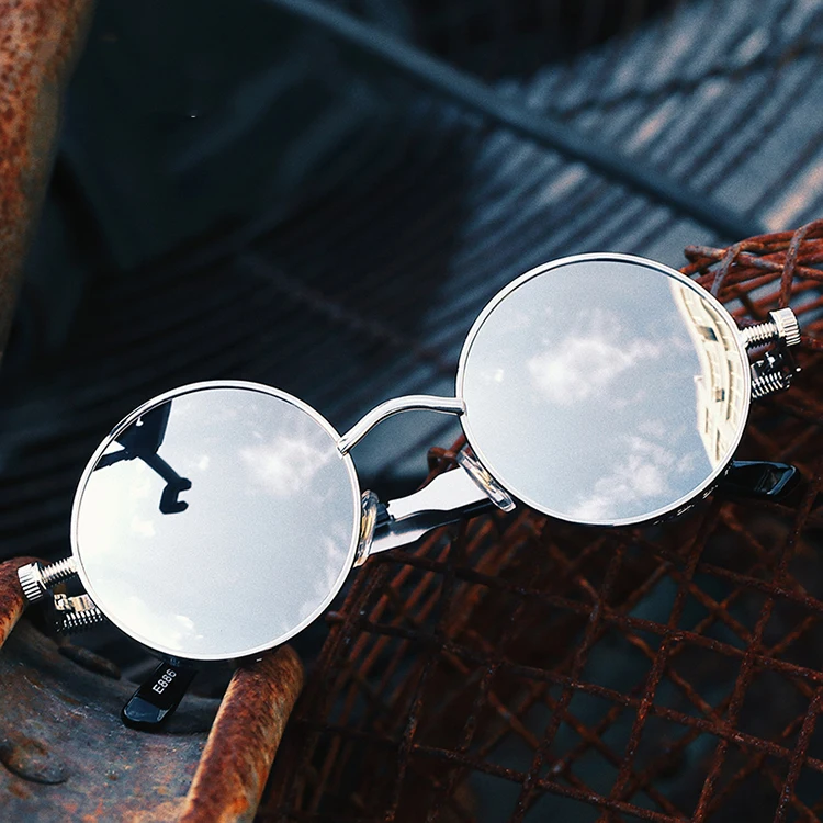 

Luxury Metal Sunglasses unisex Round Sun glasses Steampunk Coating Glasses
