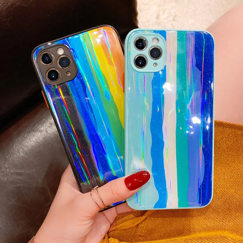 

Fashionable custom bling Designers Phone Case For laser colorful rainbow Phone Case For Iphone 12Pro Max Phone Case