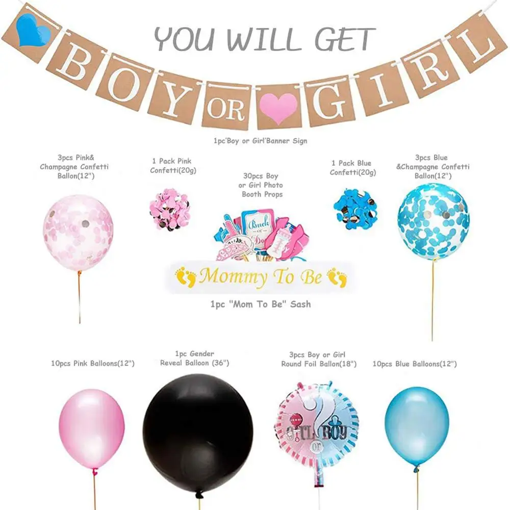 Baby Shower Decorations Gender Reveal Party Supplies For Girl And Boys ...