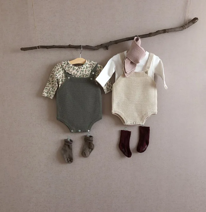 

Newborn Baby Romper Jumpsuit Knitted Clothes 100%Cotton Bodysuit Infant One-Piece Ribbed Knit Outfits, Customized color