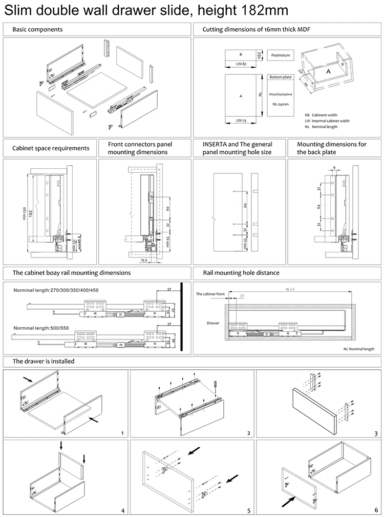 中国高品质标准厨房抽屉系统,挂抽屉滑轨,重型抽屉滑轨