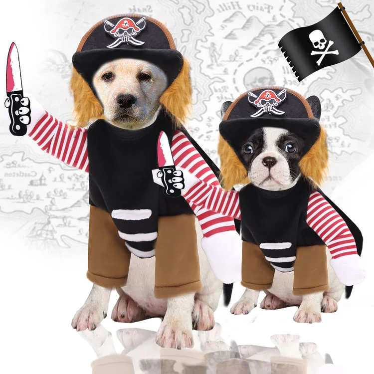 

Wholesale Halloween Funny Pirates High Quality Pet Clothes And Hats For Large Medium And Small Dog Clothes in Autumn And Winter