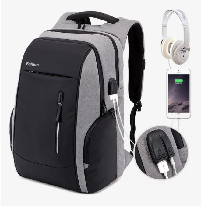 

Durable Male Tempting Anti-theft backpack USB smart Business backpack with code lock, Black,gray