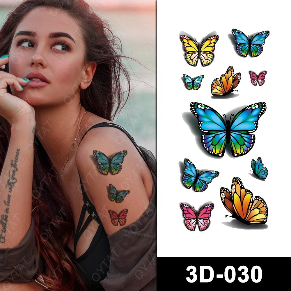 

OEM High Quality Ink Waterproof Colourful Butterflies Cute Temporary Tattoo Sticker 3d Tattoos, Black/ gray/ colourful