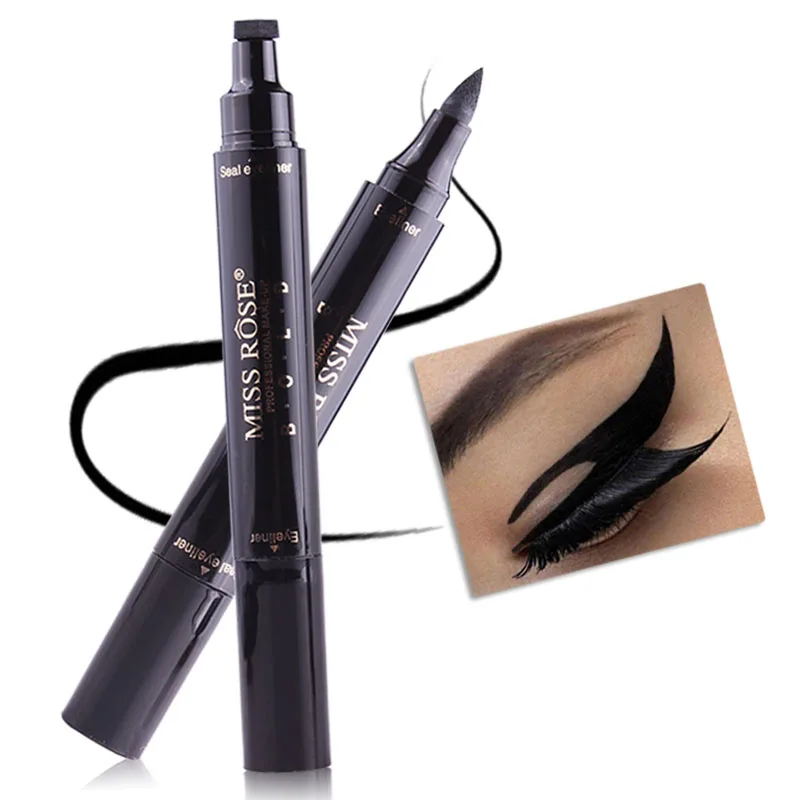 

Miss Rose Long Lasting Eyeliner Liquid Make Up Pencil Waterproof Black Double-ended Makeup Stamps Eyeliner Pencil, Black color