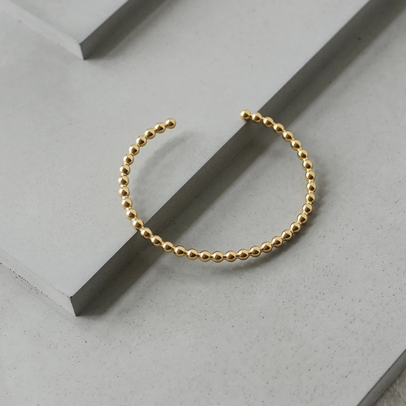 

Simple Style Open Cuff Bracelet Gold Plated Adjustable Beaded Bracelets Stainless Steel Cuff Bracelet Jewelry