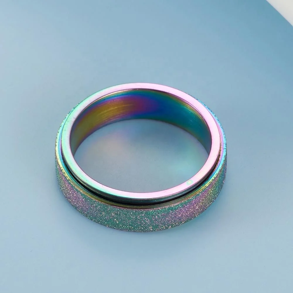 frosted rotating ring colorful pearl sand bracelet stainless