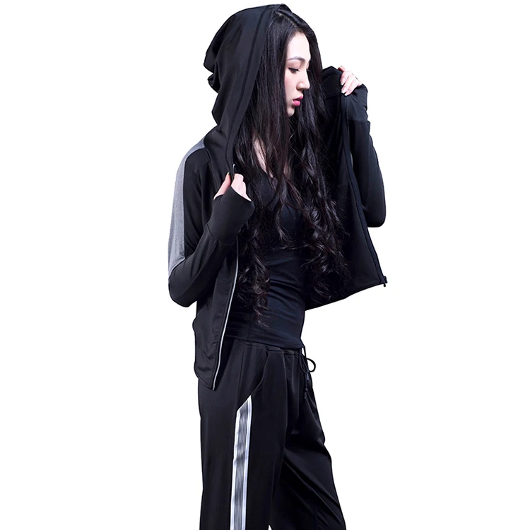 

Factory Cheap Custom Logo high quality sportswear yoga hoodie top ladies in Fitness & Yoga Wear, Black