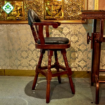 Wooden Bar Chairs With Armrest  - Solid Beech Chair With Armrests Available Painted Coal Or Tobacco.