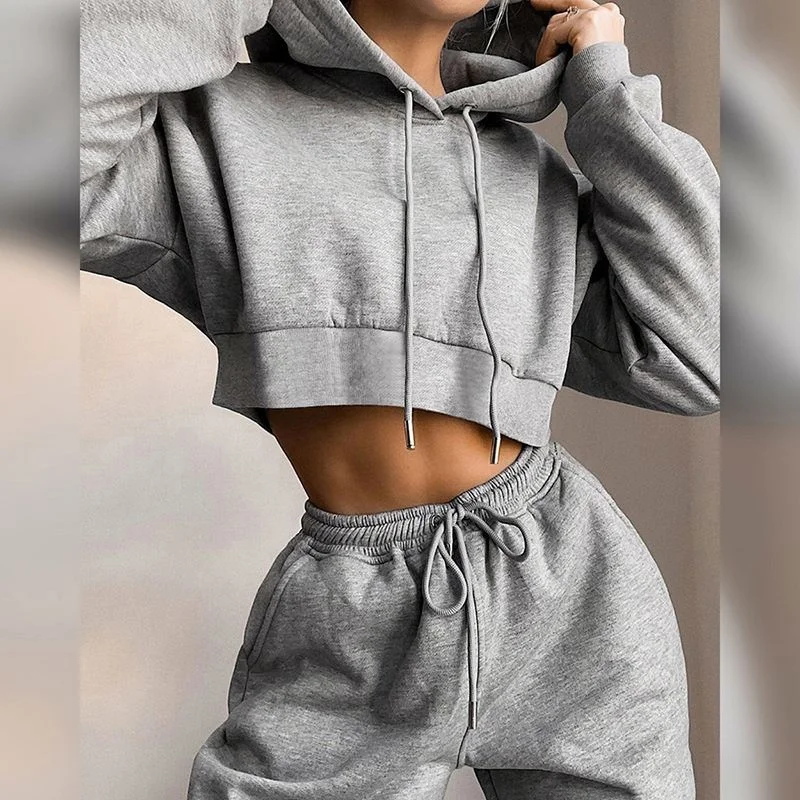 

Fashion New Arrival Designer Sets Hoodie Pants Outfits Solid Two Piece Set Women Clothing