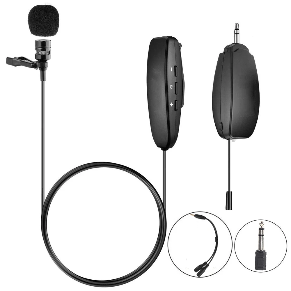 

GAW-618 UHF Wireless Lapel Microphone Voice Recording for Phone Camera Voice Amplifier, Black