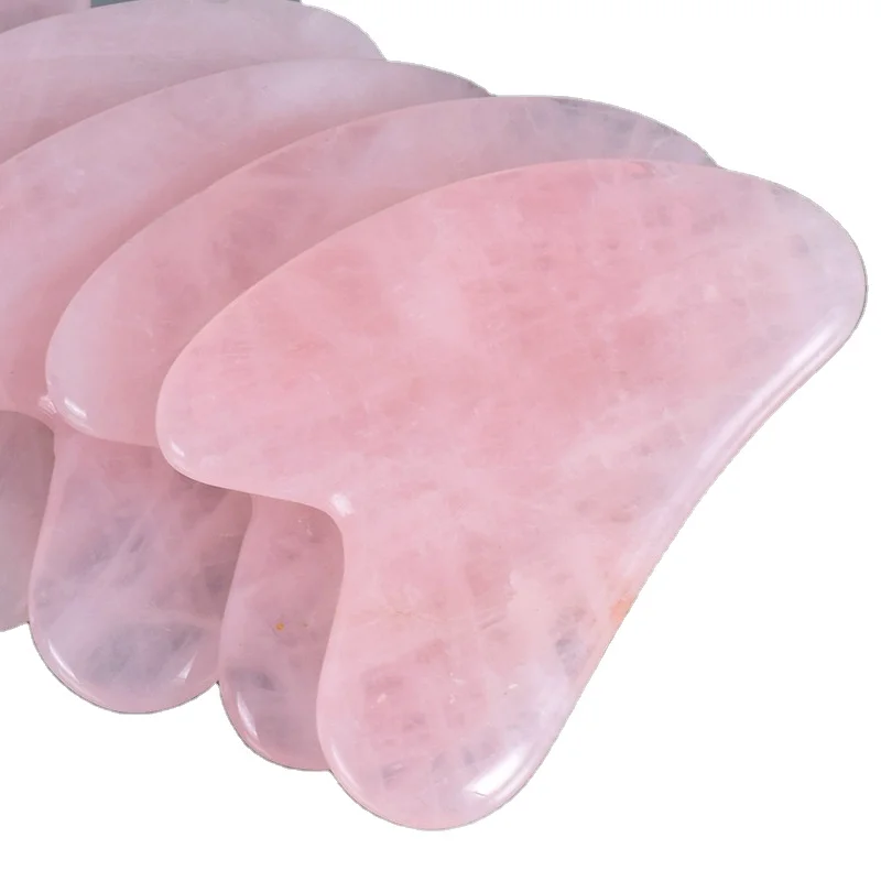 

Professional 100% Natural Healing Stone in Heart Shape Rose Crystal Gua Sha Board for Facial Beauty