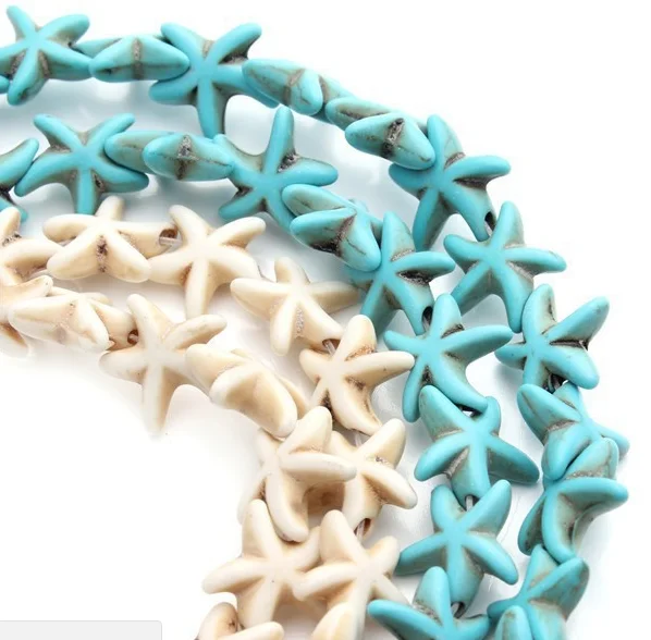 

DIY starfish stone beads for beaded jewelry Synthetic Turquoise Starfish loose Beads for Jewelry Making starfish beads, As picture