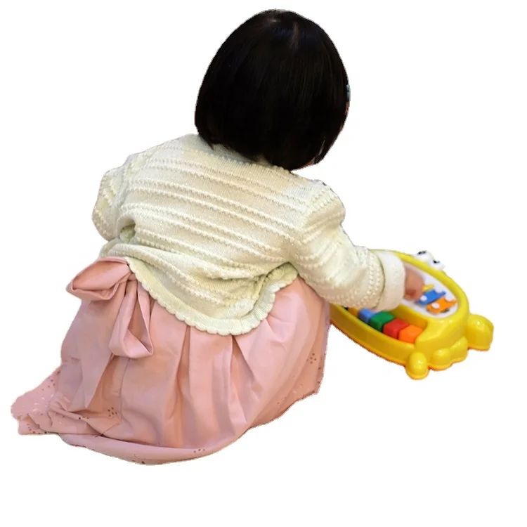 

Kids Autumn clothes button down stylish baby girls sweater organic cotton cardigan