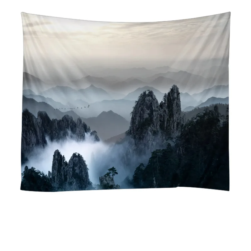 

Custom Tapestry Landscape Painting Tapestry Rolling Mountains Dorm Decor Bedroom Living Room Tapestry Wall Hanging, Customized color