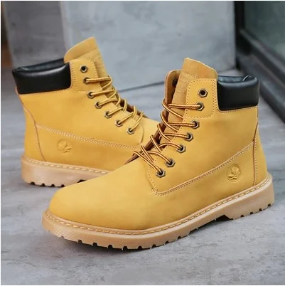 

2020 fashion shoes boots for men high quality casual leather boot, Yellow