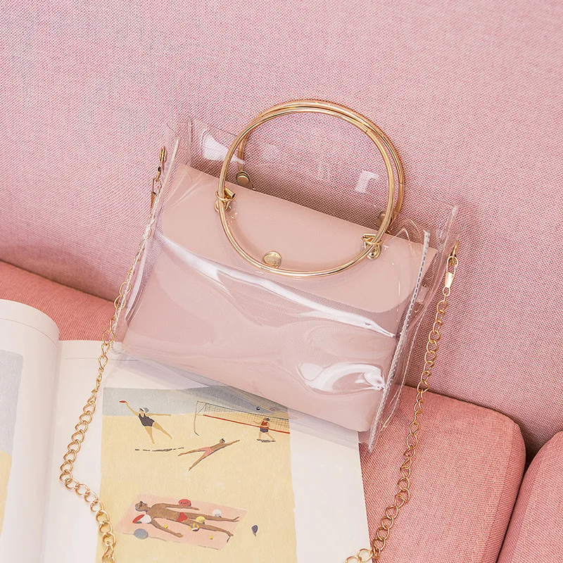 

new arrival stylish high quality jelly clear handbag for women, Picture color