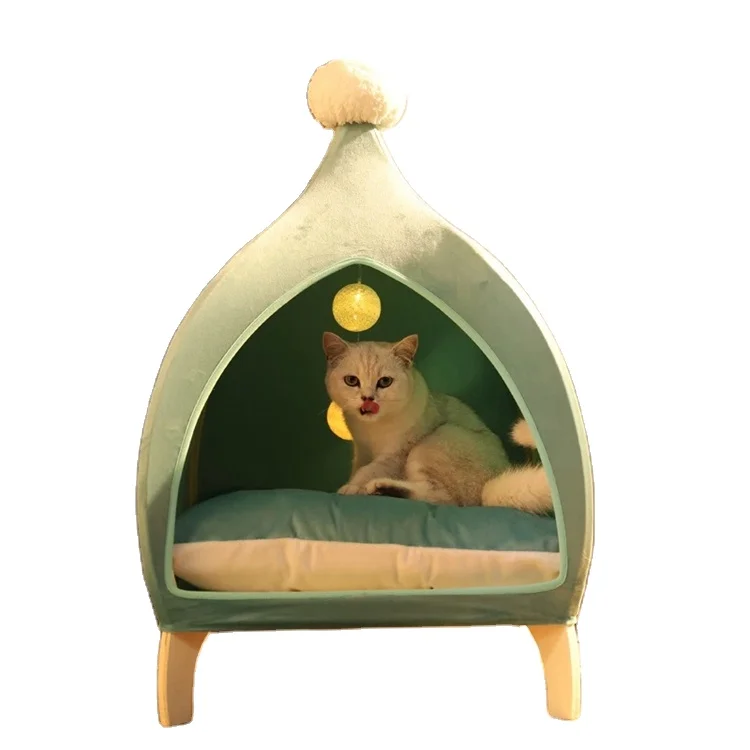 

Wholesale Luxury Wood Pet House Cat Bed Furniture Pet Beds & Accessories, Green/gray/black/white/red etc