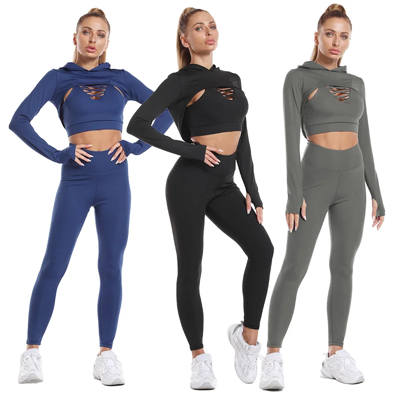 两Piece Set 镂空设计 Quick-Dry Yoga Set