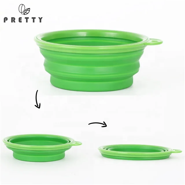 

Pretty eco-friendly portable food grade colorful folding silicone food feeder bowl pet product collapsible silicone dog bowl