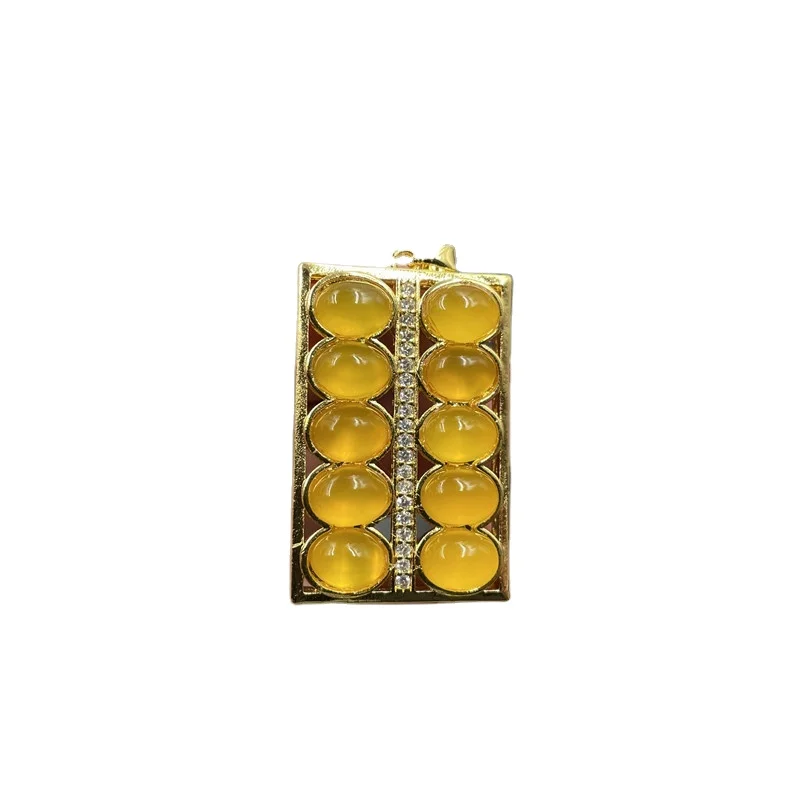 

925 Silver Inlaid Yellow Agate Abacus Pendant Wishful Thinking Abacus Pendant