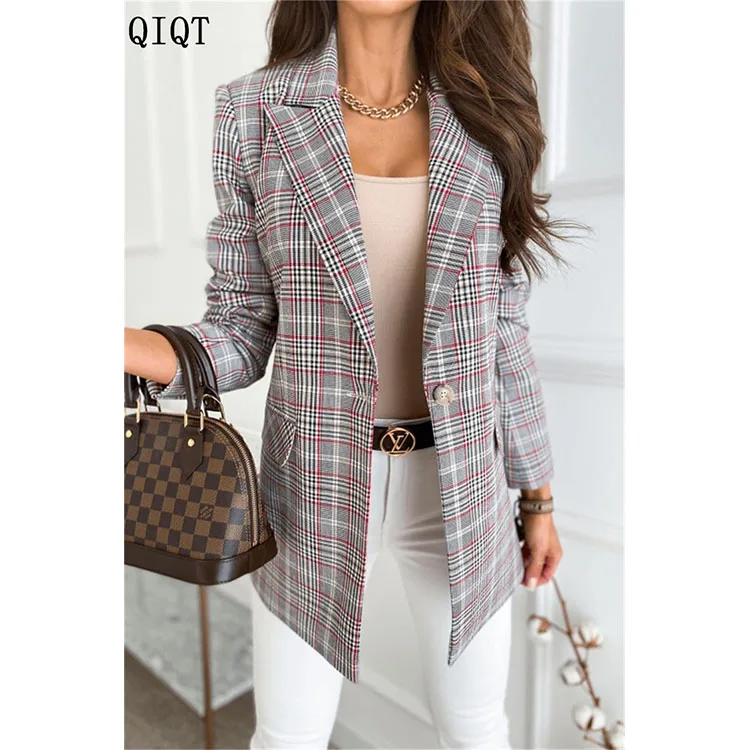 

Best Seller Print Plaid Jacket Women Plus Size Coats Women Double Breasted Blazers Ladies Women Blazer Jackets For Ladies