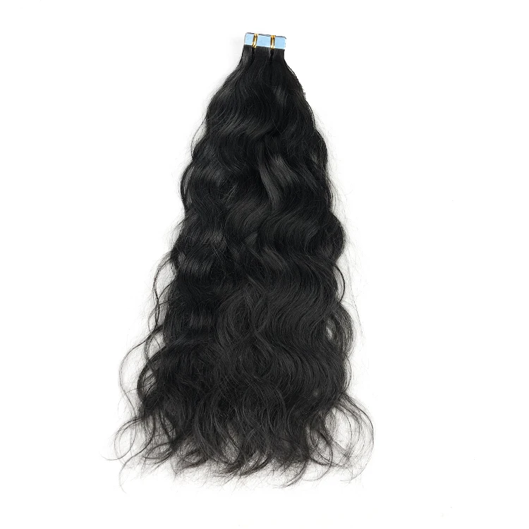 Natural Wavy Tape-In Hair Extension 10-30 inch Indian Human Hair with Soft Hand Feeling Tape in Extensions