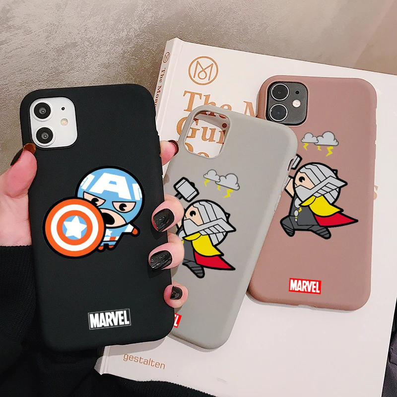 

Thor Captain America Phone Case for iPhone 12 11 Pro Xs X XR Max 8 7 SE 6 6S Silicone Cases Soft Black Cover, 18 colors