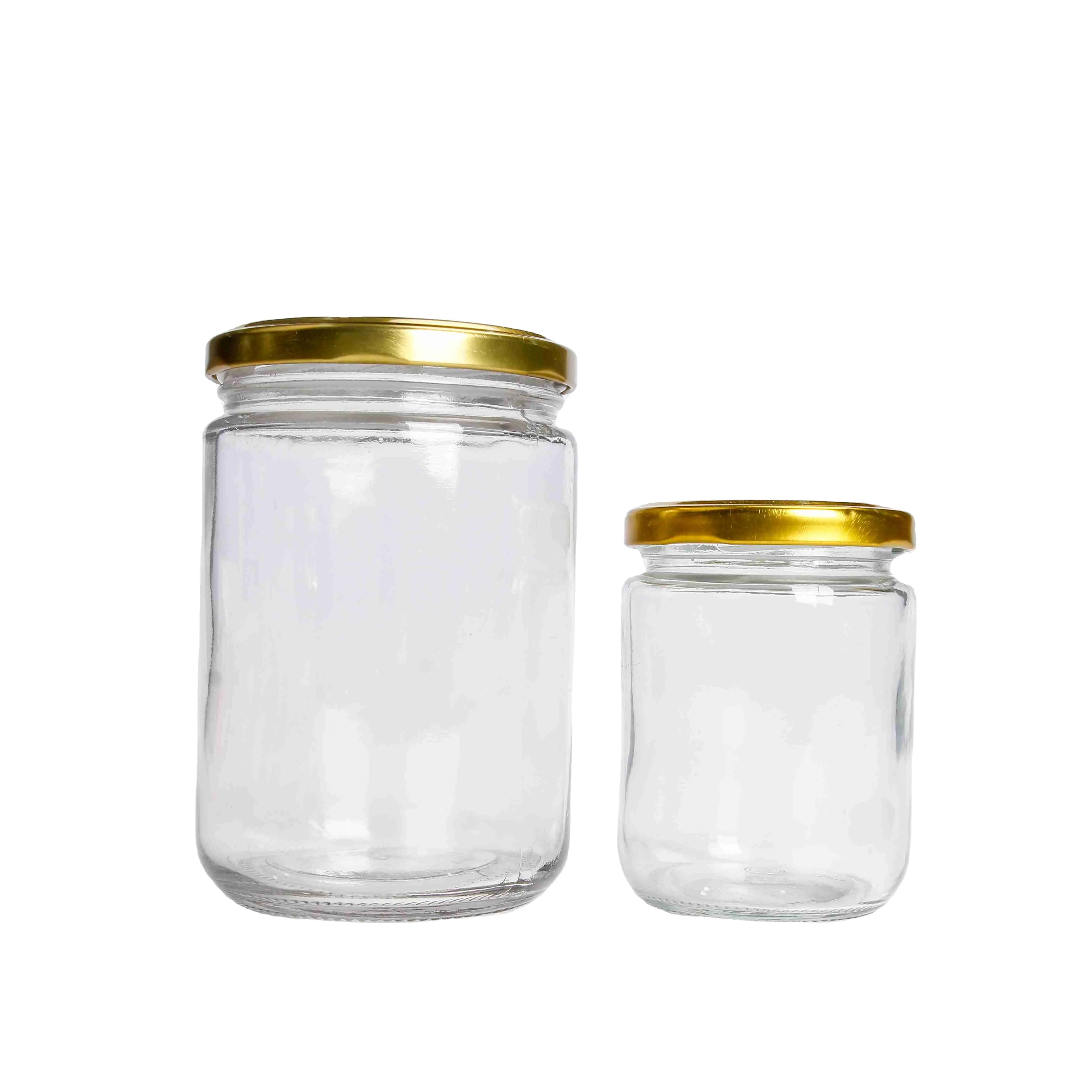 

200ml 360ml 420ml 500ml 750ml Wholesale empty glass jar with Lug Lid Hot Filling Round Jam jar for Ice Cream Salad
