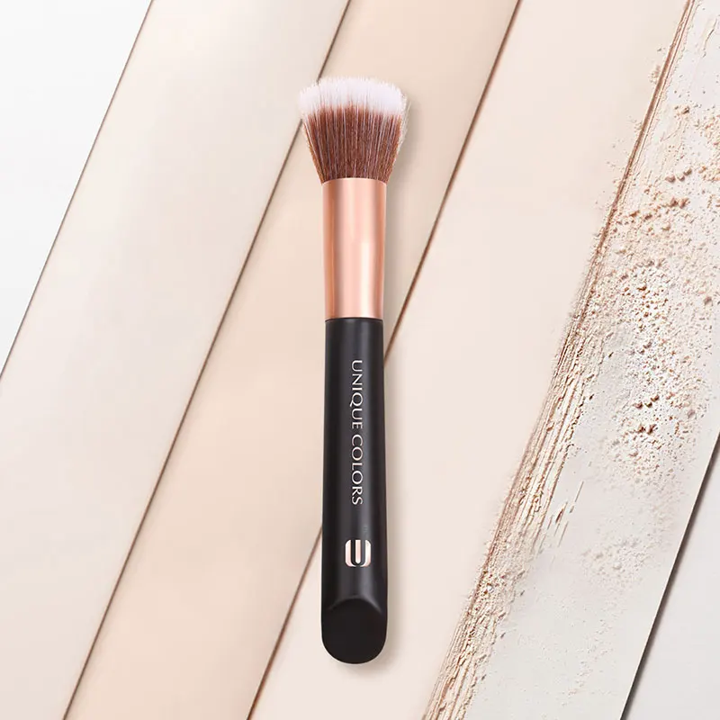 

Vegan 100% cruelty free matte black cosmetic makeup brush wooden powder brush