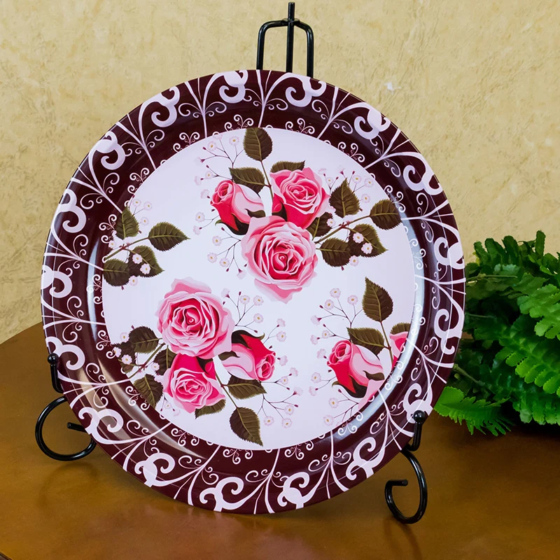 

Colorful Printed Custom Metal Tin Dinner Plate Tin Tray Serving Tray Hot Dish Tray
