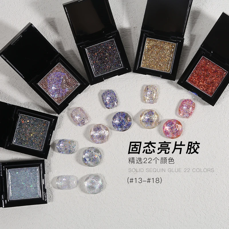 

Shiny Holographic Glitter Sequins Mixed Solid Liquid Gel Nail Polish Set, 22 colors