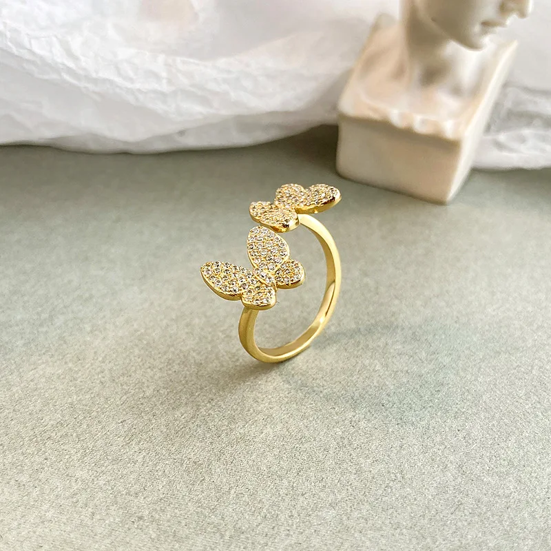 

Daidan Open Ring Cubic Zirconia Butterfly Adjustable Luxury Fashion 925 Sterling Silver Butterfly Rings