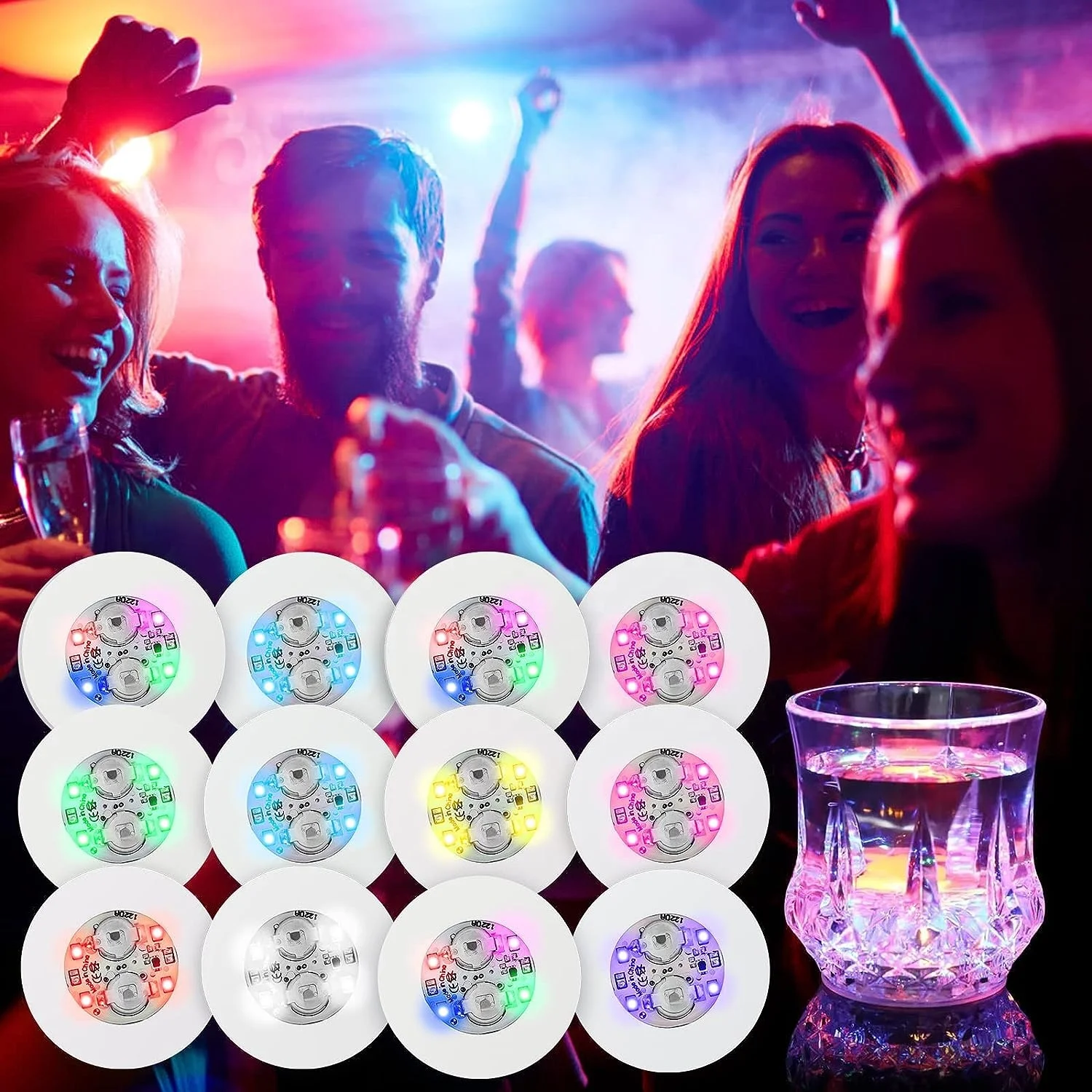 

Party Decoration RGB LED Coaster Light Up Coasters LED Bottle Light LED Stickers Coaster Light Up for Drinks