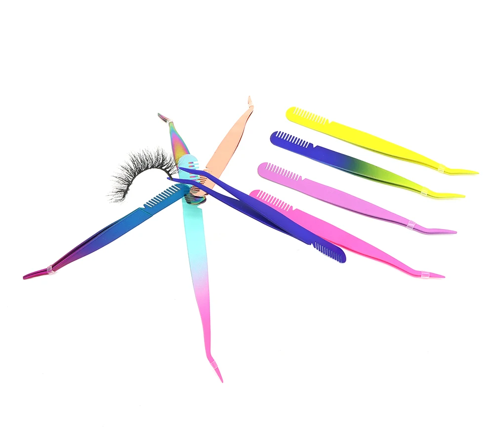 

Private label free sample laah tweezers custom eyelash tweezers wholesale lash tweezers, Colourful