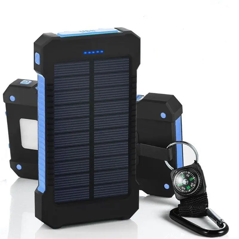 

Dual USB Portable Power Bank Solar Panel with LED Light Compass Waterproof Solar Power Banks Consumer Electronics