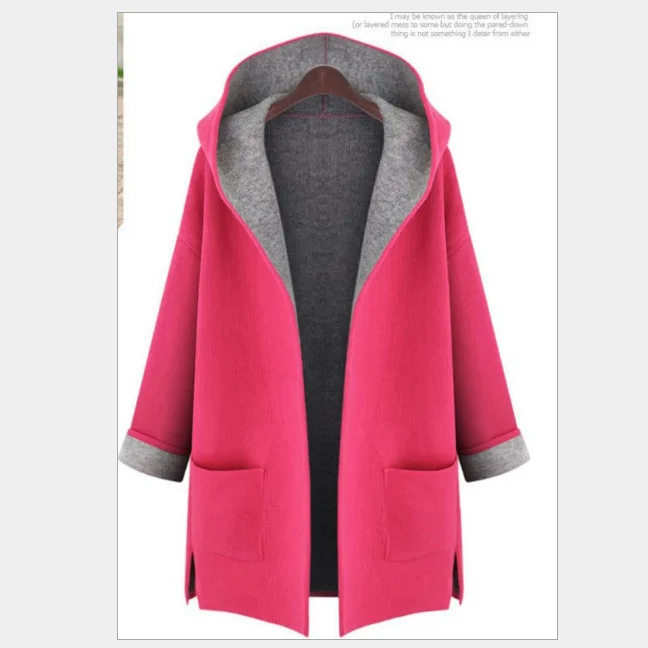 

Autumn/winter 2020 new candy-colored plus-size women's loose-fitting thin cardigan fat mm woolen windbreaker coat, Picture or customized