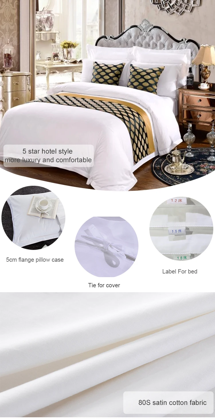 Wholesale 100 Cotton White Plain King Size Pure White Hotel Queen Bed