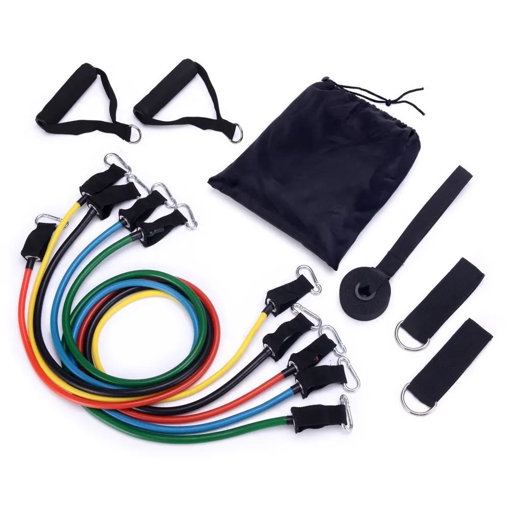 

Fitness Product 11pcs Expander Training Resistance Tube Bands Set with Foam Handles
